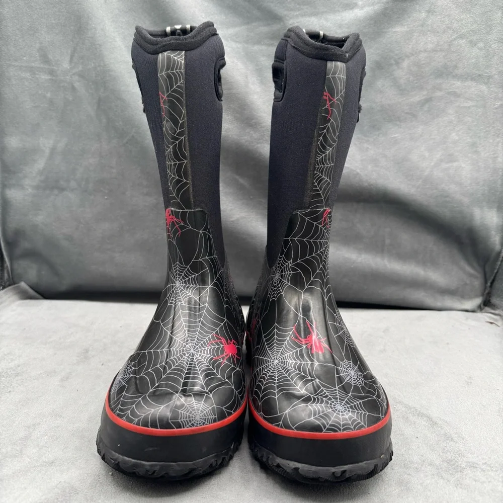 Bogs Classic High Spiders II Kids Boots Size 2 Black Spider‎ Web Rain